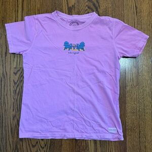 Life Is Good Short Sleeved Pink Relaxed Fit Tee Beach Chairs Size Small
